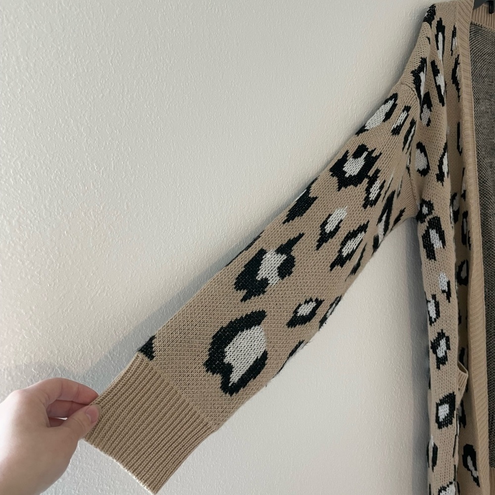 Leopard Print Cardigan With Pockets - image 3
